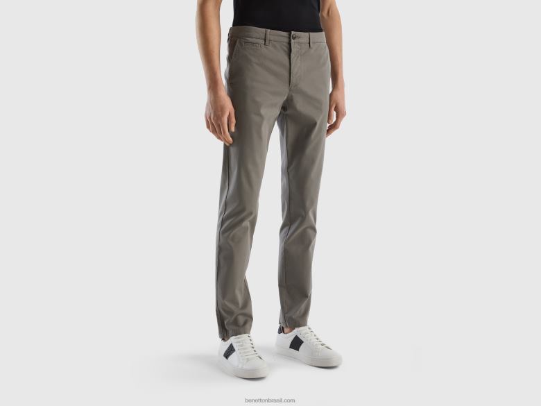 mulheres chino cinza slim fit Benetton R8L4P1466 cinza claro