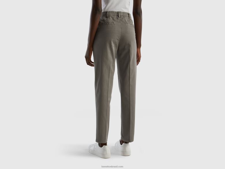 mulheres chino de algodão cinza slim fit Benetton R8L4P628 cinza