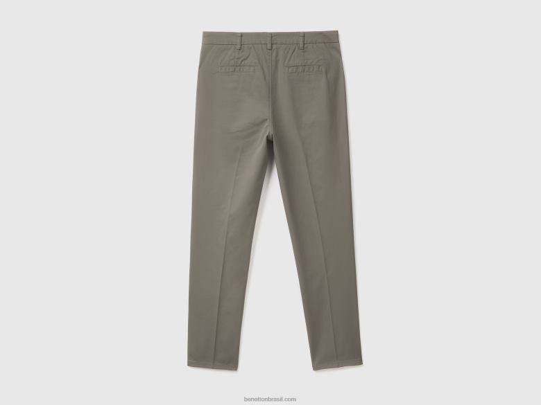 mulheres chino de algodão cinza slim fit Benetton R8L4P628 cinza