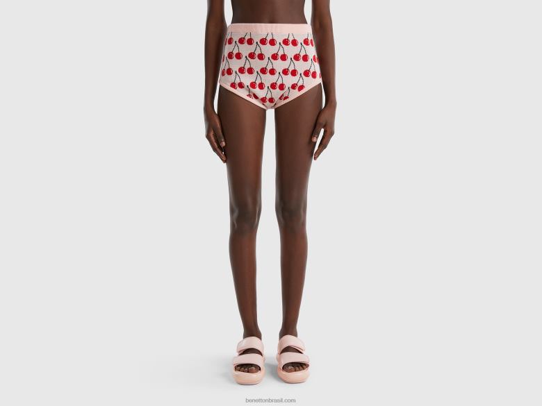 mulheres culottes rosa com padrão de cereja Benetton R8L4P618 rosa