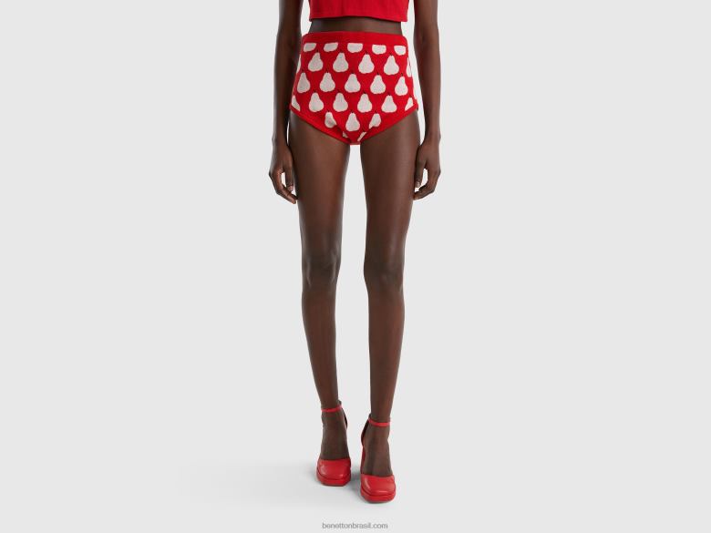 mulheres culottes vermelhos com padrão de pêra Benetton R8L4P566 vermelho