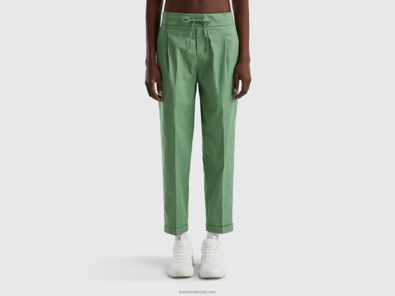 mulheres joggers em algodão elástico Benetton R8L4P4041 verde
