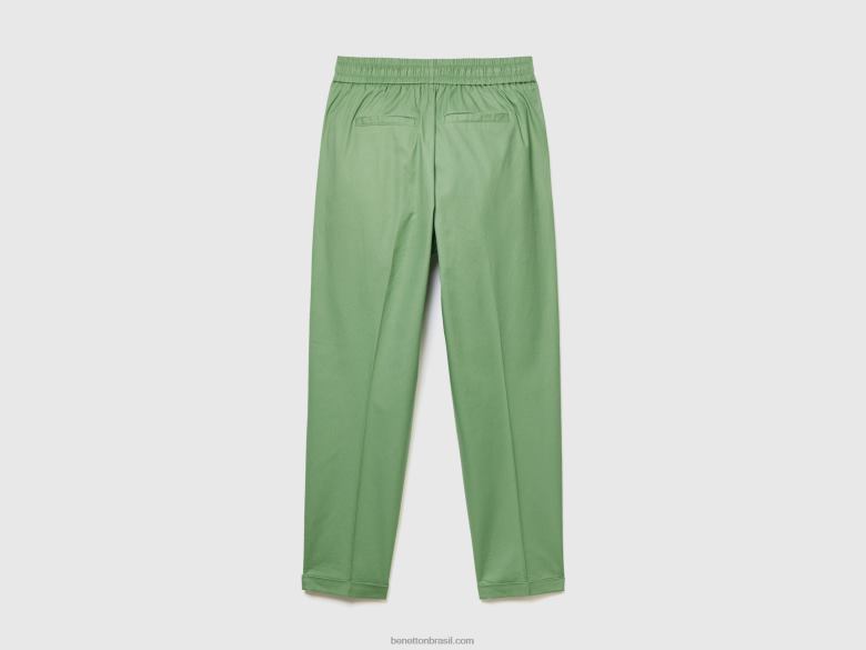 mulheres joggers em algodão elástico Benetton R8L4P584 verde