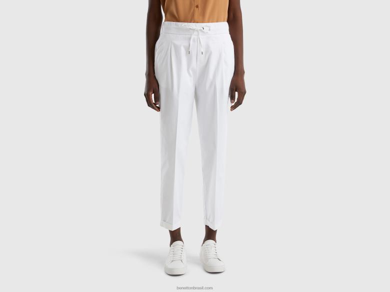 mulheres joggers em algodão elástico Benetton R8L4P626 branco
