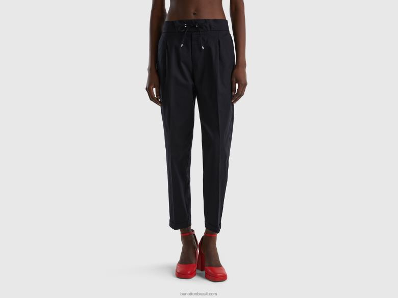 mulheres joggers em algodão elástico Benetton R8L4P651 preto