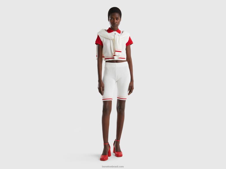 mulheres bermuda de ciclismo branca Benetton R8L4P604 branco