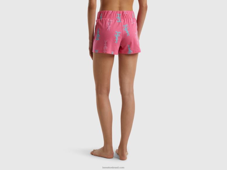 mulheres bermuda de coelho Benetton R8L4P998 fúcsia