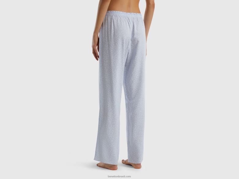mulheres calça floral em modal Benetton R8L4P4253 céu azul