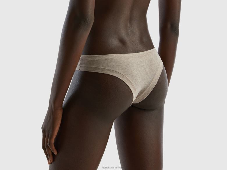mulheres cueca brasileira em algodão orgânico super elástico Benetton R8L4P4314 bege