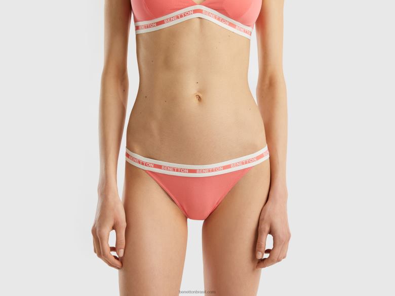 mulheres cueca de cintura baixa em algodão orgânico Benetton R8L4P979 coral laranja