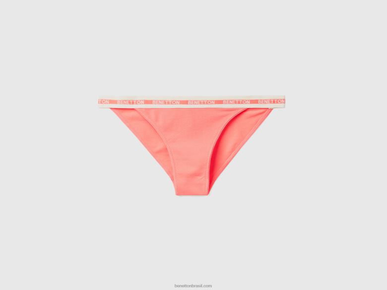 mulheres cueca de cintura baixa em algodão orgânico Benetton R8L4P979 coral laranja