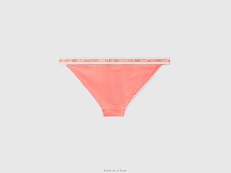 mulheres cueca de cintura baixa em algodão orgânico Benetton R8L4P979 coral laranja