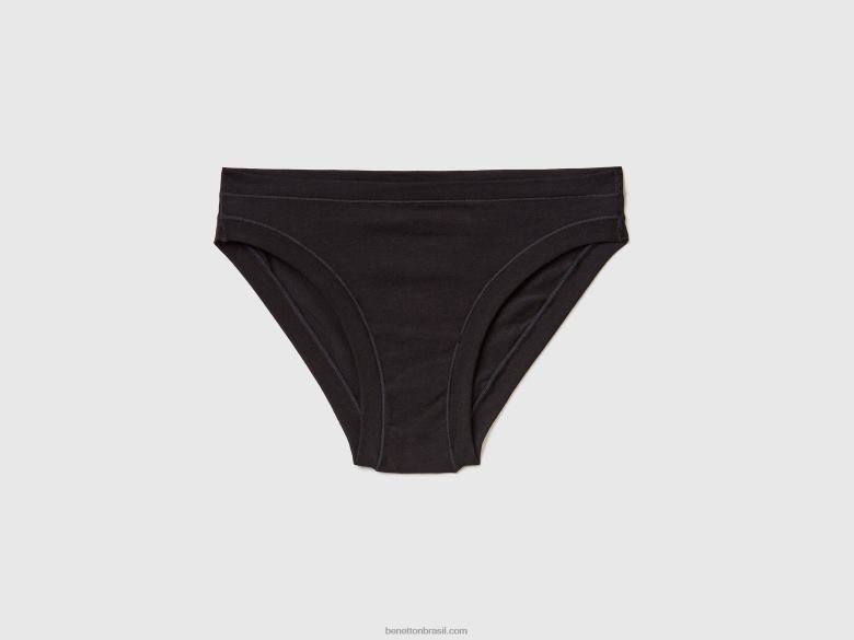 mulheres cueca de cintura baixa em algodão orgânico super elástico Benetton R8L4P1048 preto