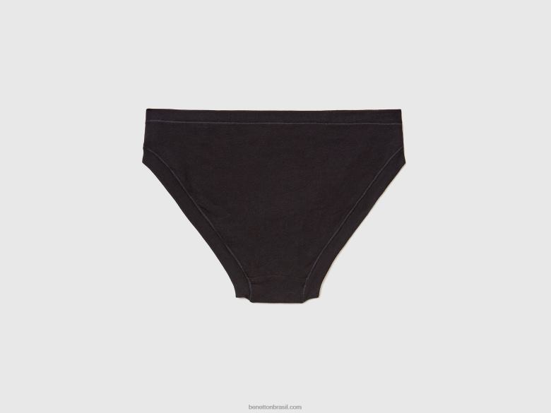 mulheres cueca de cintura baixa em algodão orgânico super elástico Benetton R8L4P1048 preto
