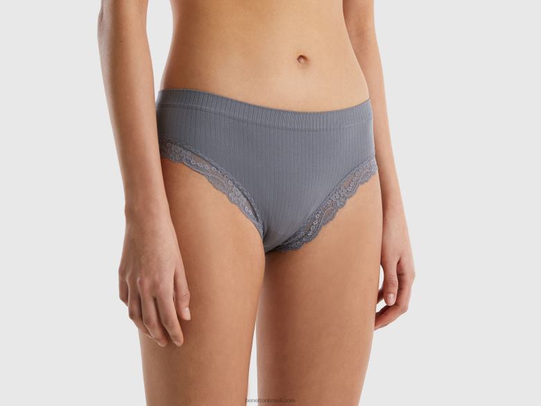 mulheres cueca de tricô com renda Benetton R8L4P1026 cinza