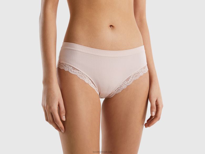mulheres cueca de tricô com renda Benetton R8L4P1027 Rosa suave