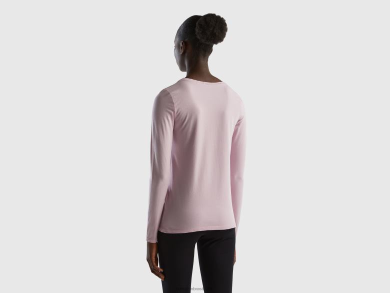 mulheres camiseta manga longa super stretch Benetton R8L4P926 lilás