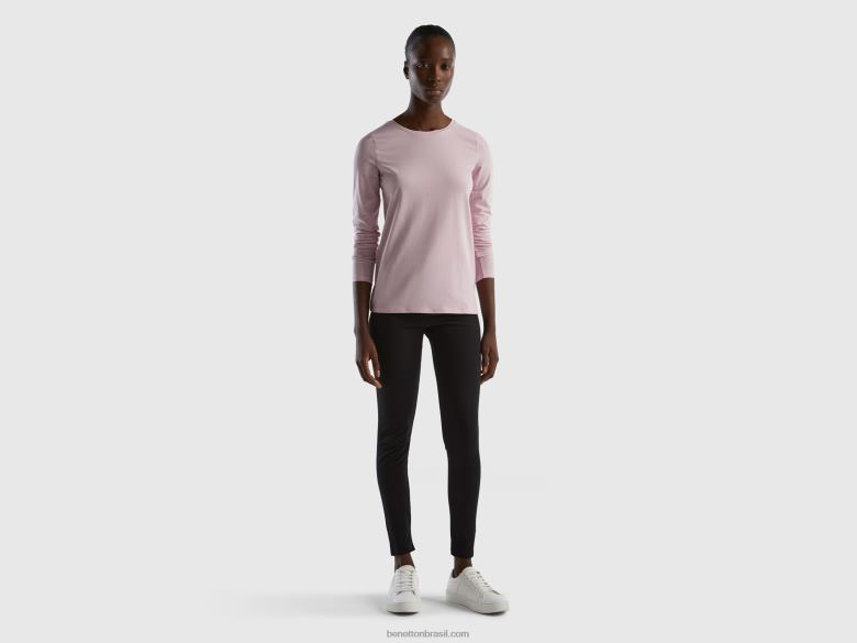 mulheres camiseta manga longa super stretch Benetton R8L4P926 lilás