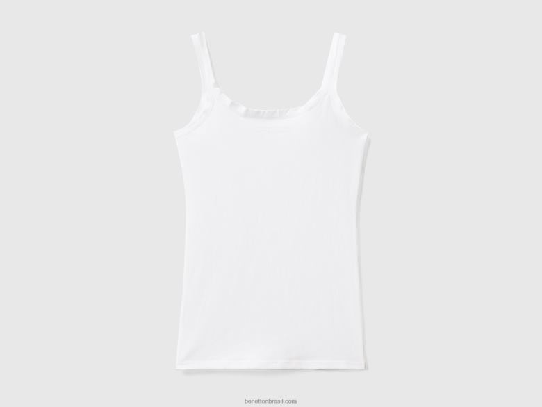 mulheres regata em algodão orgânico super elástico Benetton R8L4P1098 branco