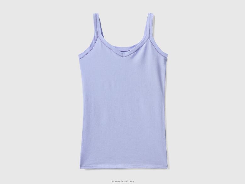 mulheres regata em algodão orgânico super elástico Benetton R8L4P4229 lavanda