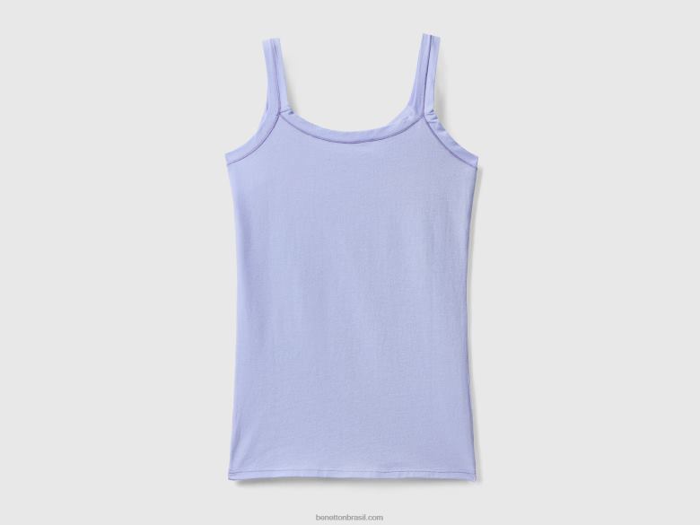 mulheres regata em algodão orgânico super elástico Benetton R8L4P4229 lavanda