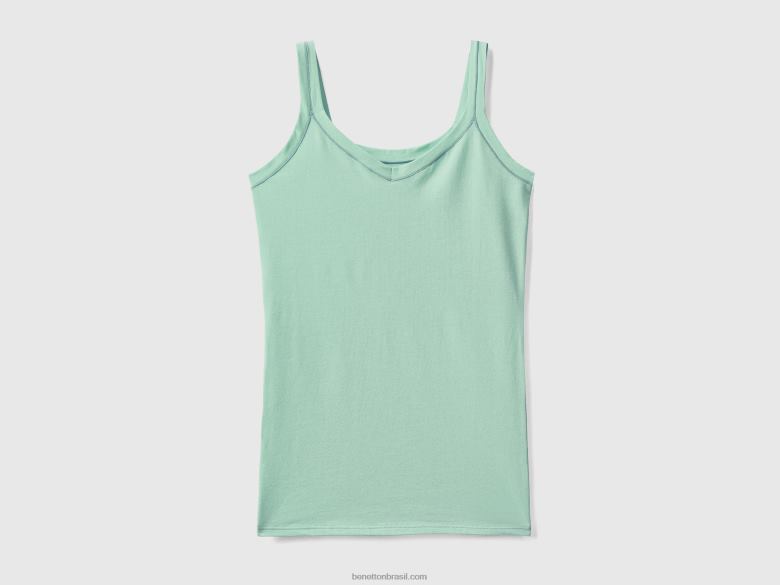 mulheres regata em algodão orgânico super elástico Benetton R8L4P4250 verde