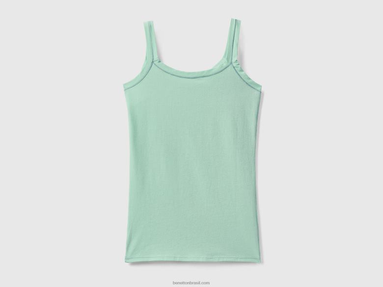 mulheres regata em algodão orgânico super elástico Benetton R8L4P4250 verde