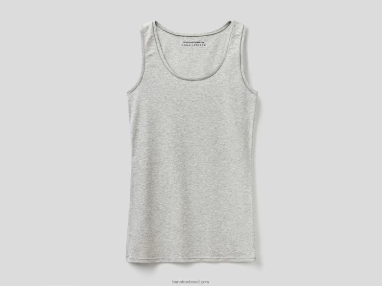 mulheres regata em algodão orgânico super elástico Benetton R8L4P4325 cinza claro