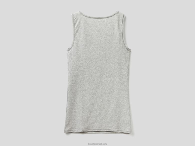 mulheres regata em algodão orgânico super elástico Benetton R8L4P4325 cinza claro