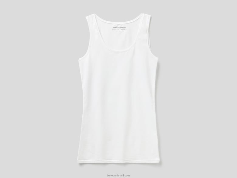 mulheres regata em algodão orgânico super elástico Benetton R8L4P4347 branco