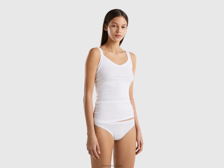 mulheres regata em algodão orgânico super elástico Benetton R8L4P4354 branco