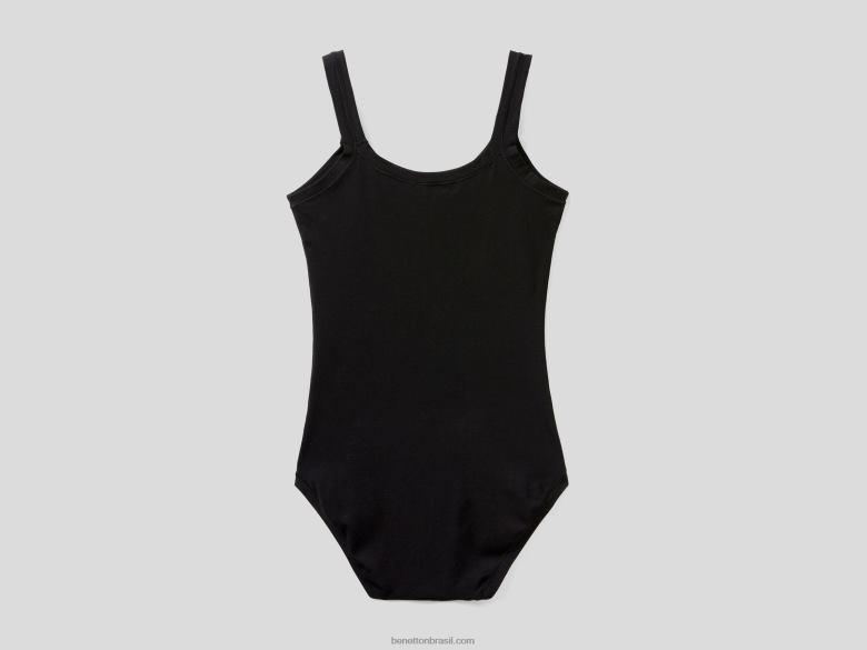 mulheres body de algodão orgânico super elástico Benetton R8L4P1078 preto