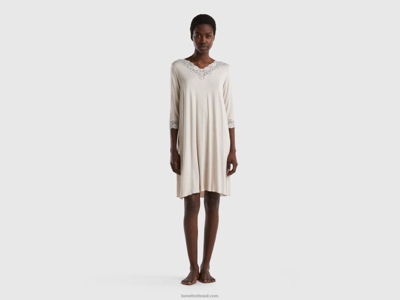 mulheres camisola com detalhes em renda Benetton R8L4P4328 cinza claro