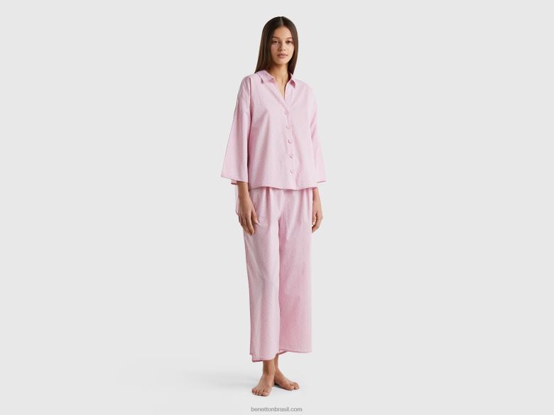 mulheres pijama de bolinhas em algodão Benetton R8L4P4264 lilás