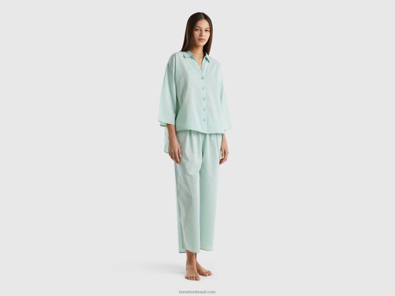 mulheres pijama de bolinhas em algodão Benetton R8L4P961 verde