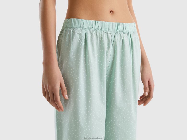 mulheres pijama de bolinhas em algodão Benetton R8L4P961 verde