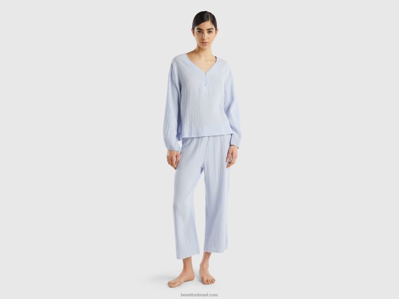 mulheres pijama em algodão quente Benetton R8L4P964 céu azul