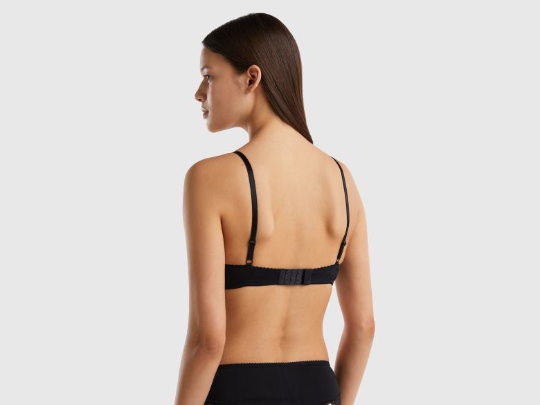 mulheres sutiã acolchoado com renda Benetton R8L4P4333 preto