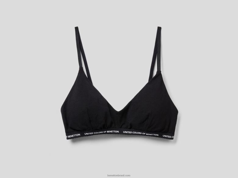 mulheres sutiã de algodão orgânico elástico Benetton R8L4P1085 preto