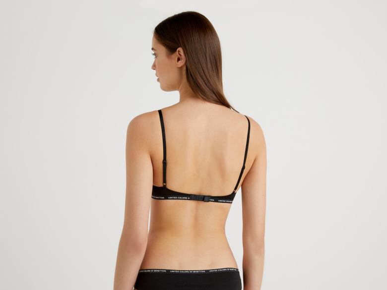 mulheres sutiã de algodão orgânico elástico Benetton R8L4P4324 preto