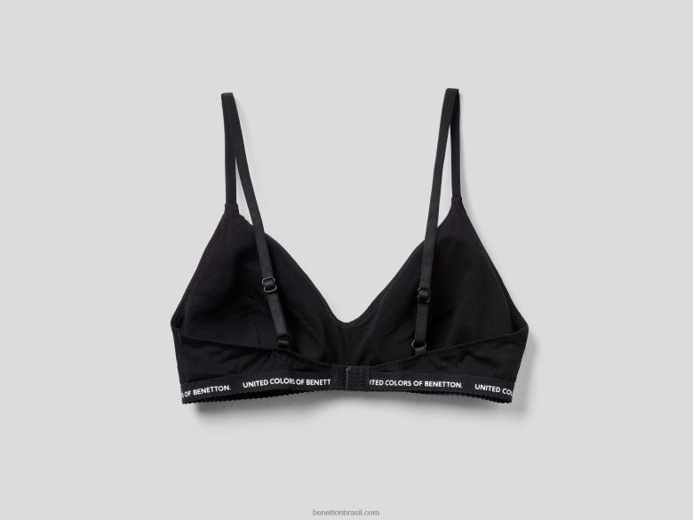 mulheres sutiã de algodão orgânico elástico Benetton R8L4P4324 preto