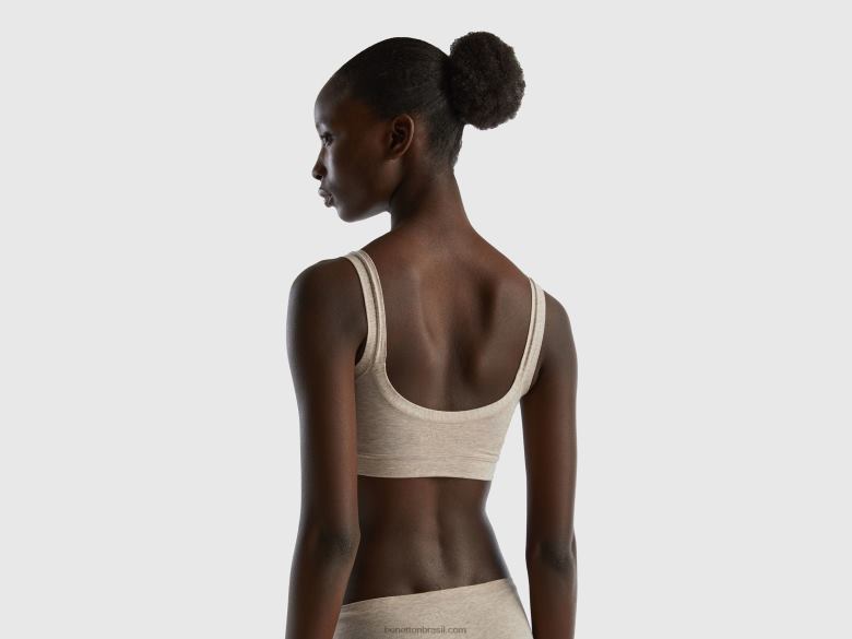 mulheres sutiã de algodão orgânico super elástico Benetton R8L4P1083 bege