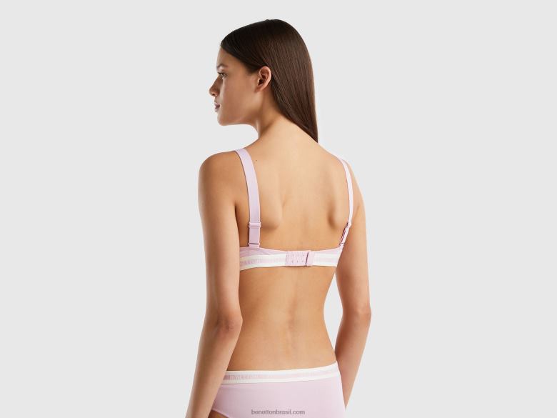 mulheres sutiã semi-acolchoado em algodão orgânico Benetton R8L4P1002 lilás