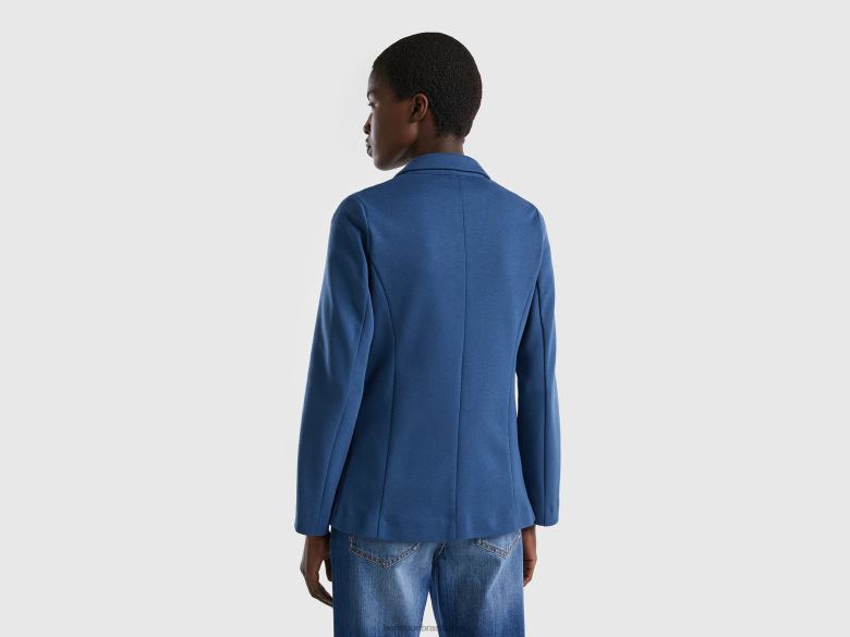mulheres blazer com bolsos Benetton R8L4P3738 azul