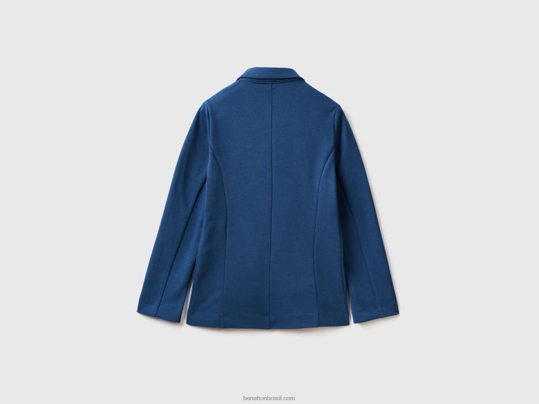 mulheres blazer com bolsos Benetton R8L4P3738 azul