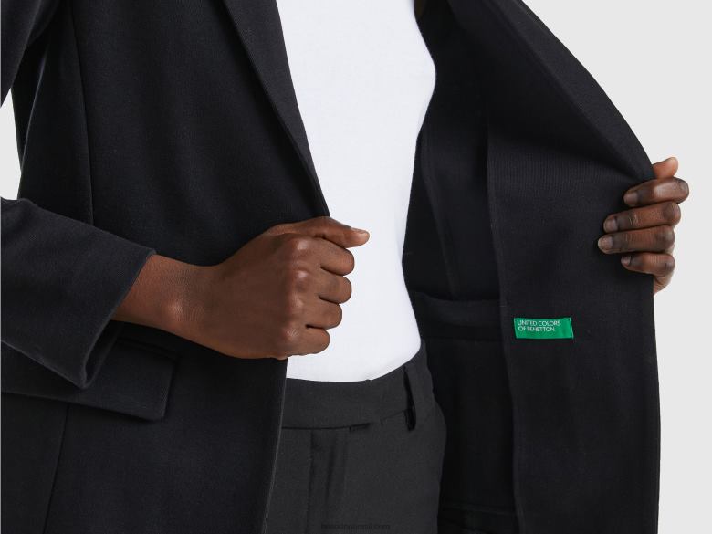 mulheres blazer com bolsos Benetton R8L4P3751 preto