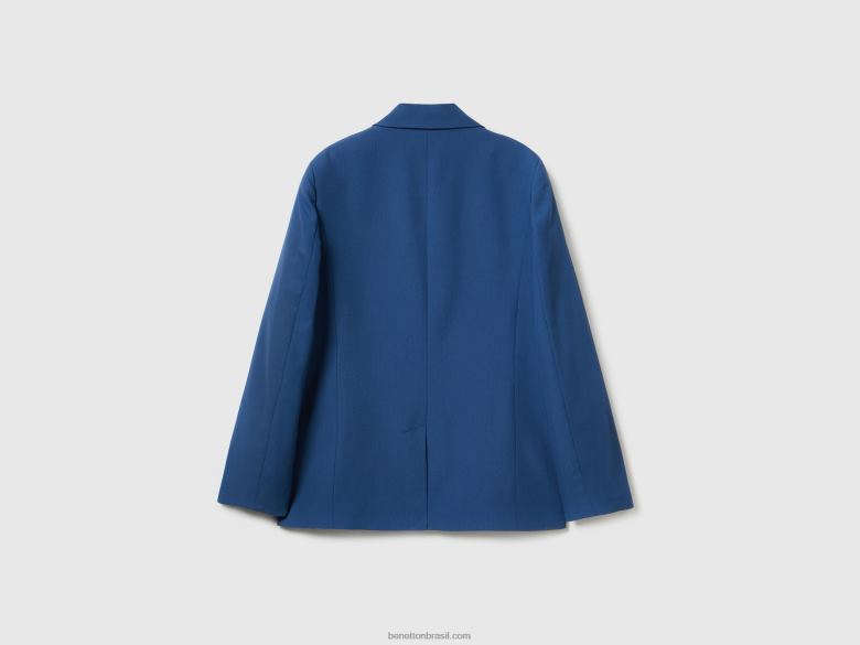 mulheres blazer esvoaçante forrado Benetton R8L4P261 azul