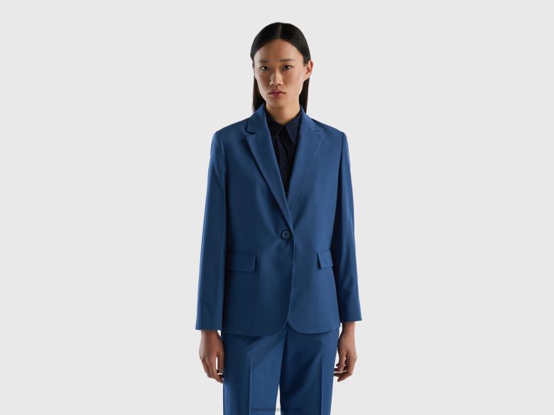 mulheres blazer esvoaçante forrado Benetton R8L4P3721 azul