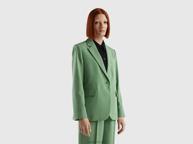 mulheres blazer esvoaçante forrado Benetton R8L4P3735 verde