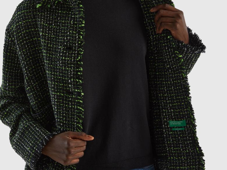 mulheres camisa-jaqueta em tweed Benetton R8L4P3725 preto